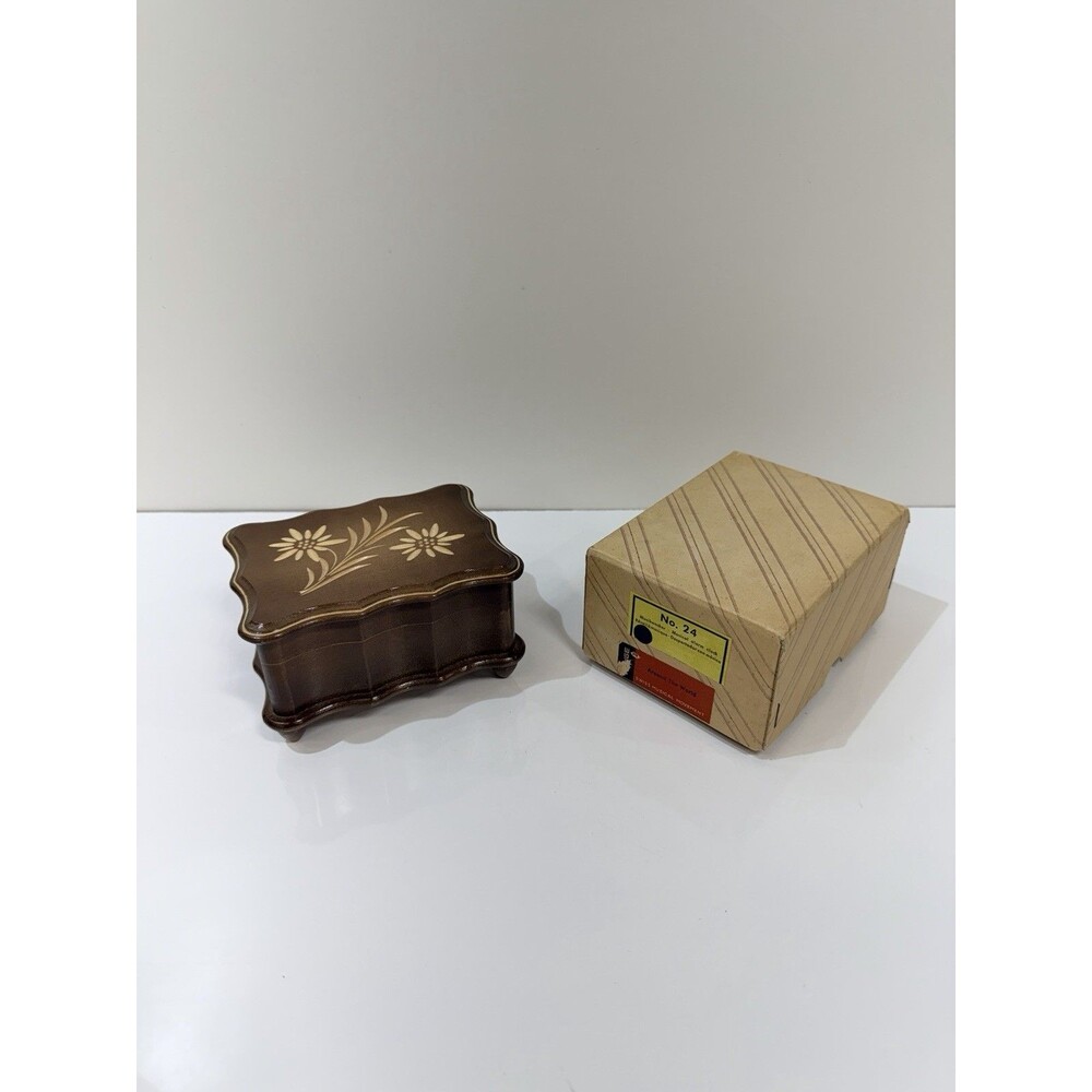 Vtg Reuge Floral Wood Music Jewelry Box #24 Die Schonbrunner Around The World